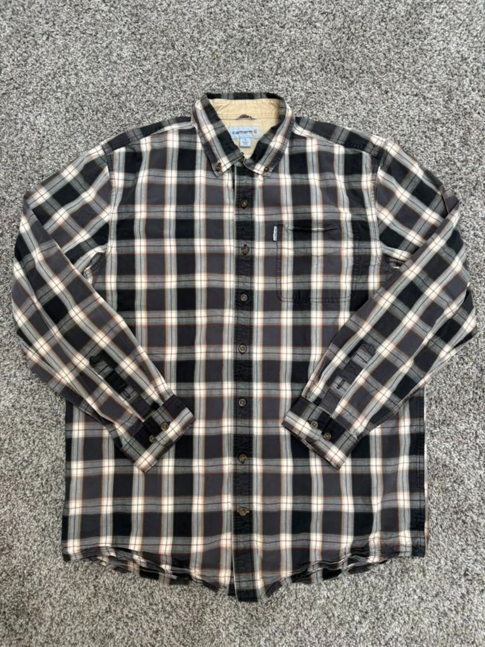 Carhartt Plaid Button Down Shirt LT Large Tall Relaxed Fit Cotton